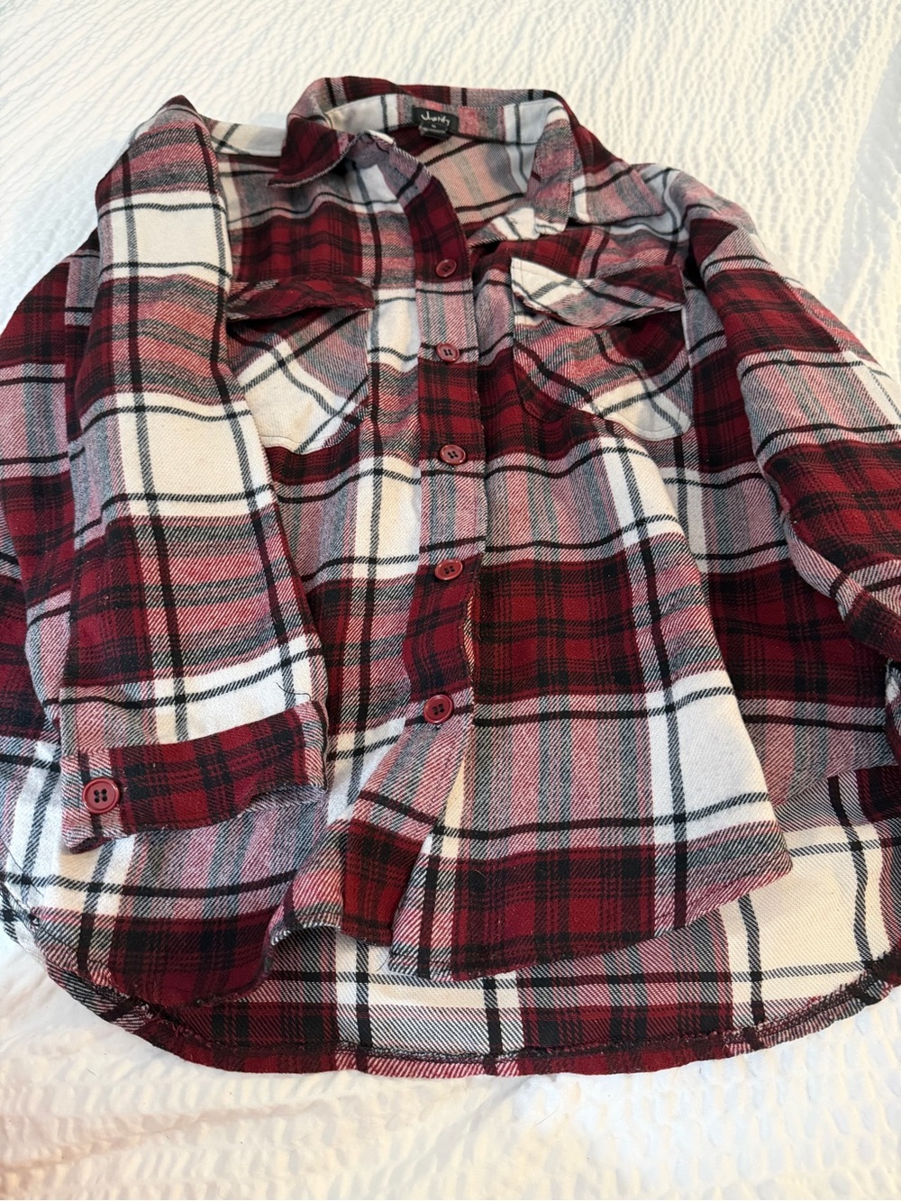 Justify Red and White Plaid Button-Down Shirt